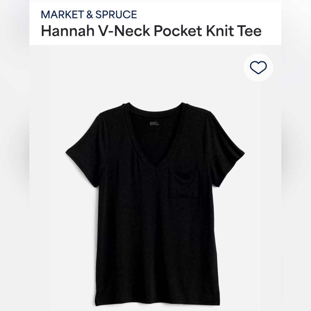 Market & Spruce Hannah Vneck Black Short Sleeve Tee